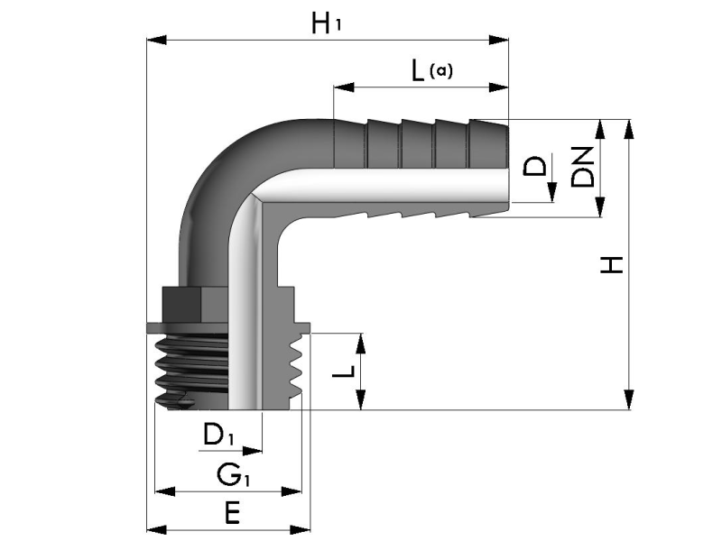 Koleno s smrekico plastično 90° 3/4" M - 20 mm - slika 2